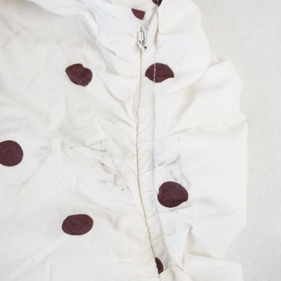 Ganni Ruched Polka Dot Mini Dress with Bow in White and Brown Size 34 - NWD - Picture 13 of 13